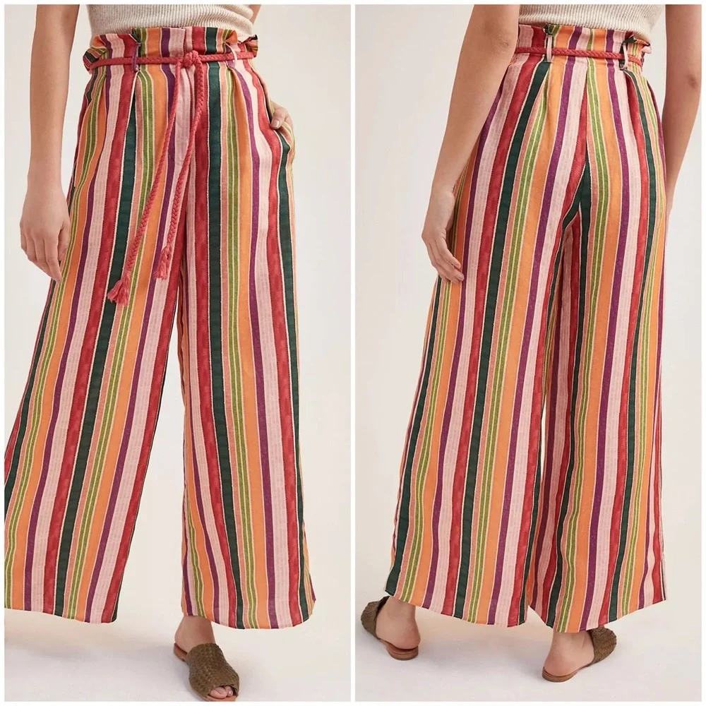 FARM RIO x ANTHROPOLOGIE Augustine Wide-Leg Striped Linen Pants_2